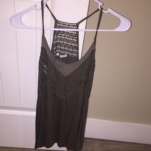 Army green lace detail tank